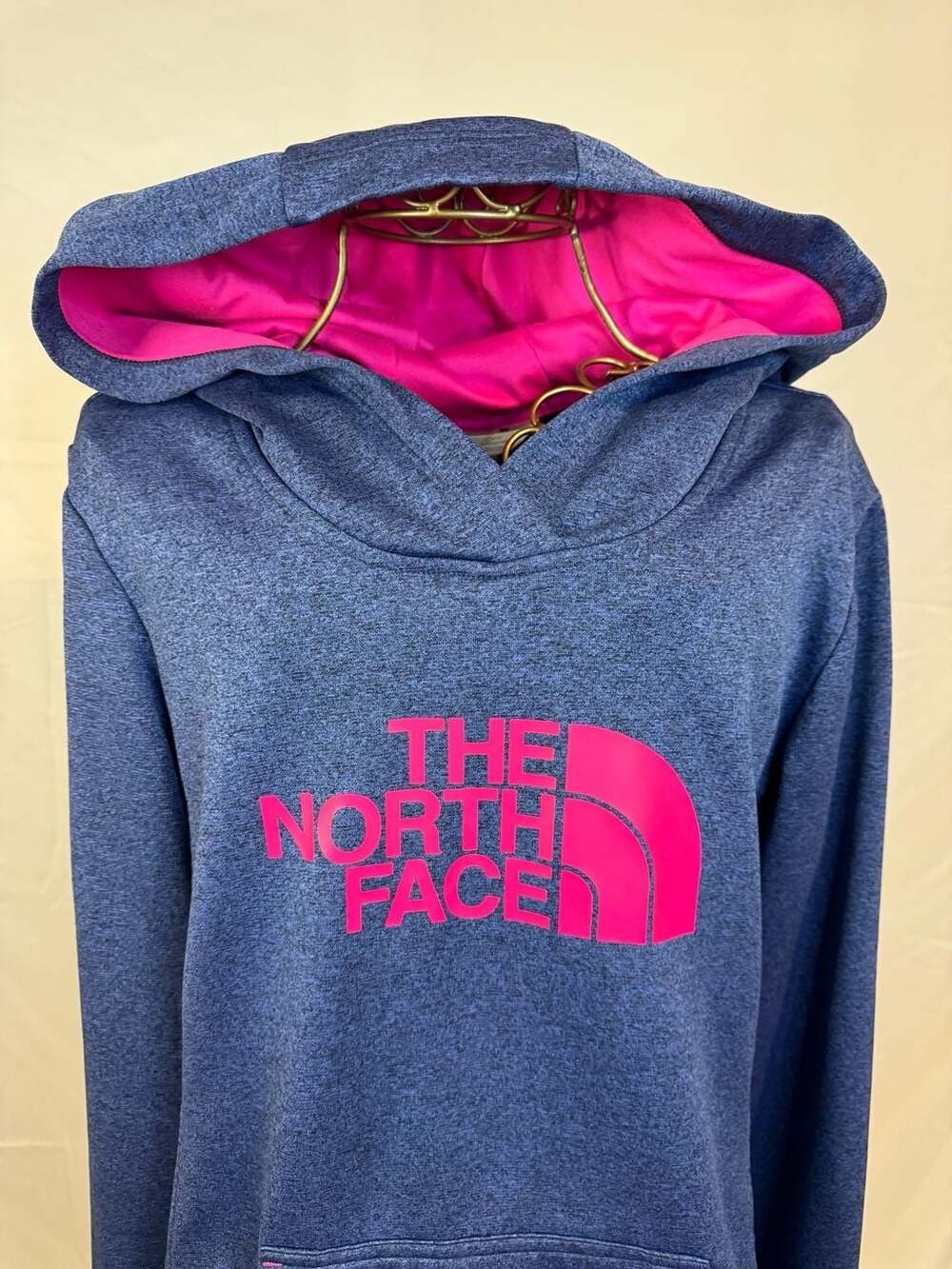 The North Face Women's Heathered Navy Blue and Pink Half Dome Pullover Hoodie Si - Picture 7 of 8